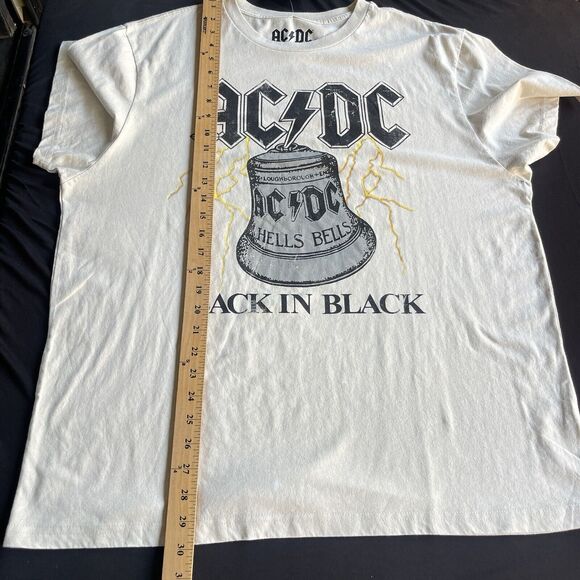 ACDC Shirt Men Extra Large XL Cream Band Tee Rock & Roll Angus Back in Black NEW - Picture 10 of 11